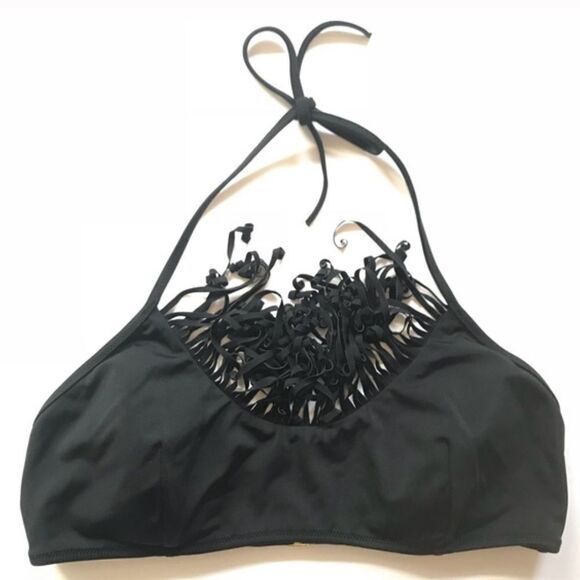 ✨Victoria's Secret Black Fringe Halter Bikini Top✨ - Picture 4 of 5